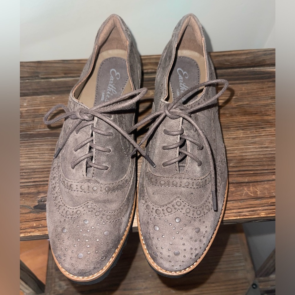 Earthies Santana Suede Leather Shoes Slate Gray Womens Sz 6 NEW